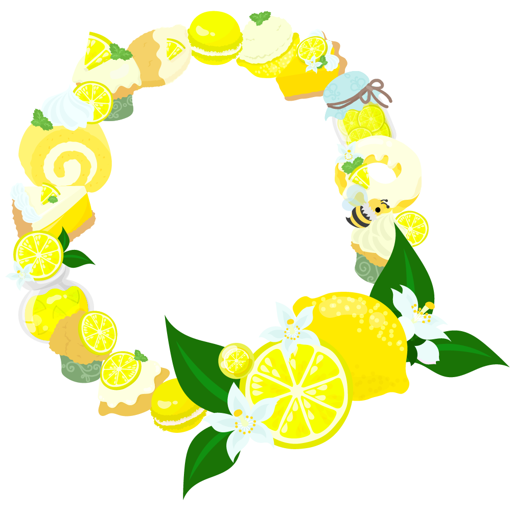 レモンのリースのフリーイラスト素材