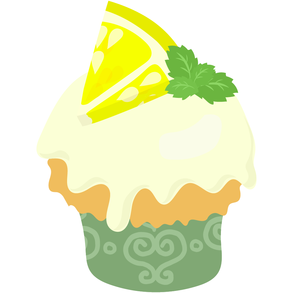 レモンのスイーツのフリーイラスト素材 -カップケーキ-