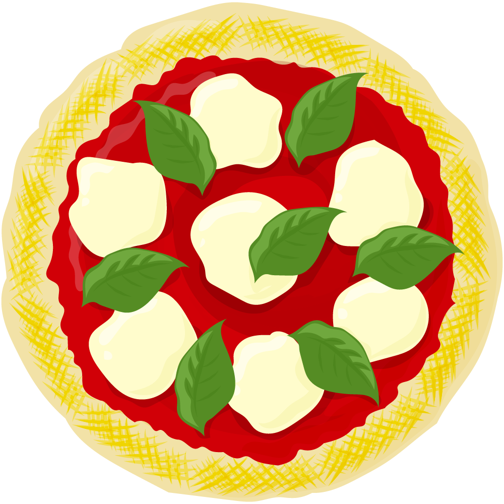 ピザのフリーイラスト素材　-マルゲリータ-