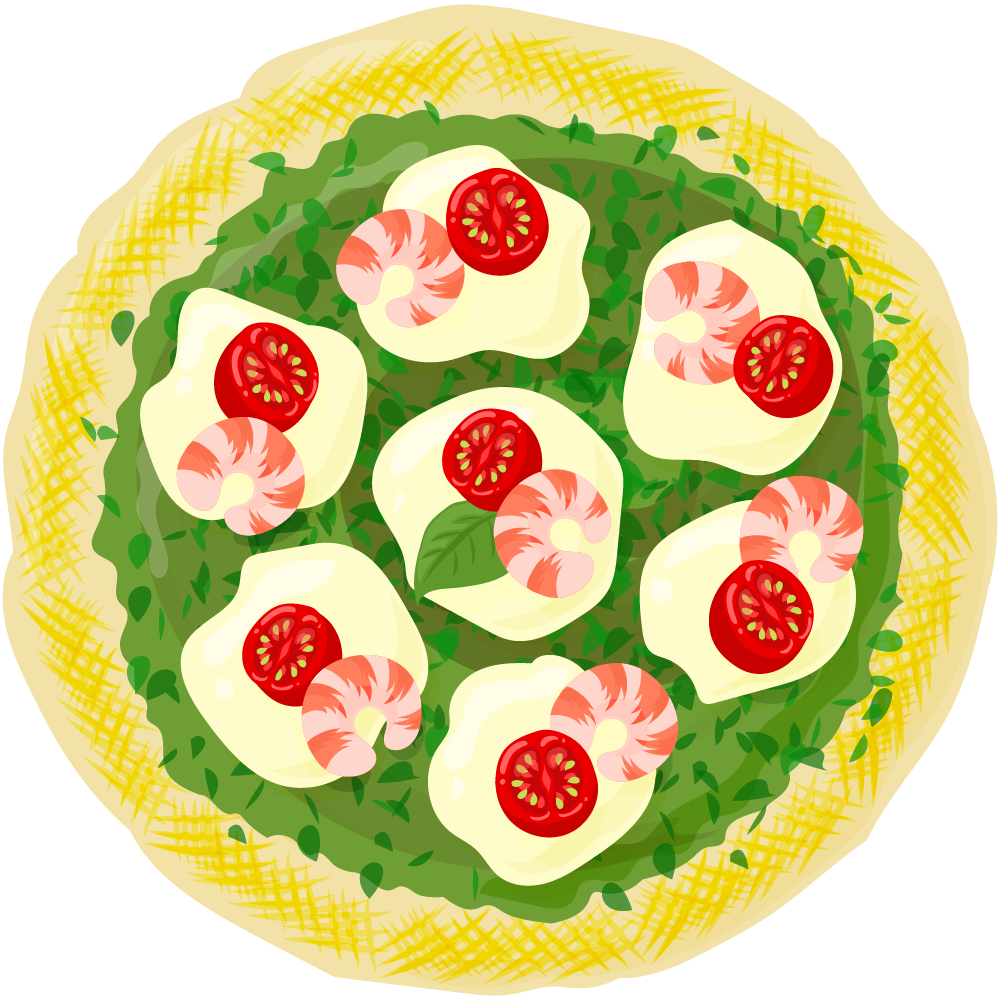 ピザのフリーイラスト素材　-ジェノベーゼ-