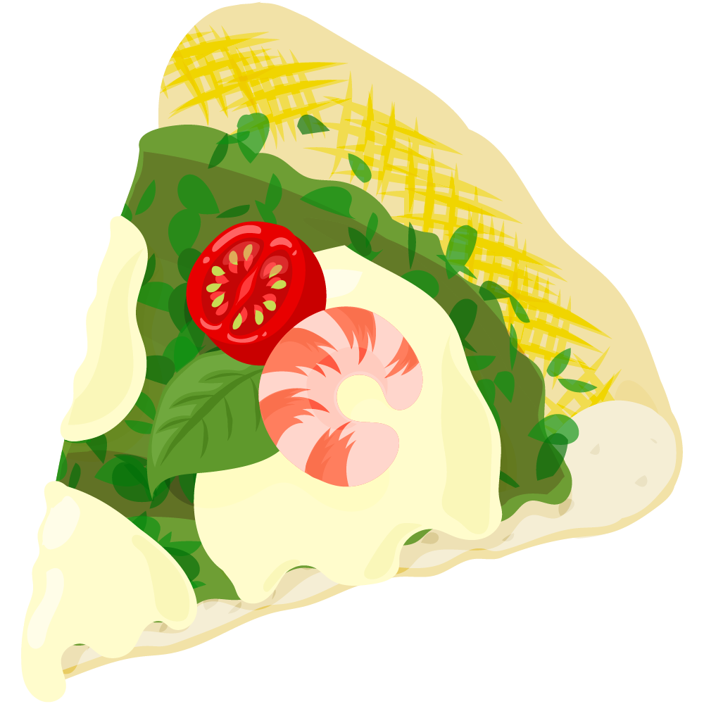 ピザのフリーイラスト素材　-ジェノベーゼ-