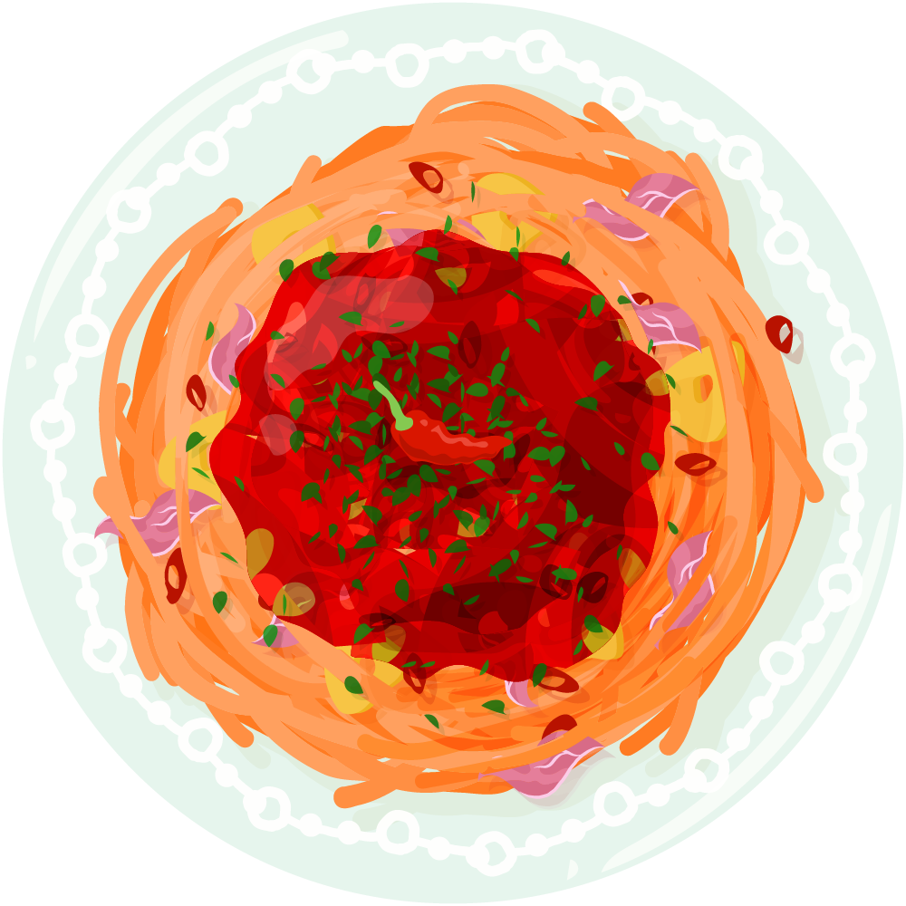 パスタのフリーイラスト素材　-アマトリチャーナ-