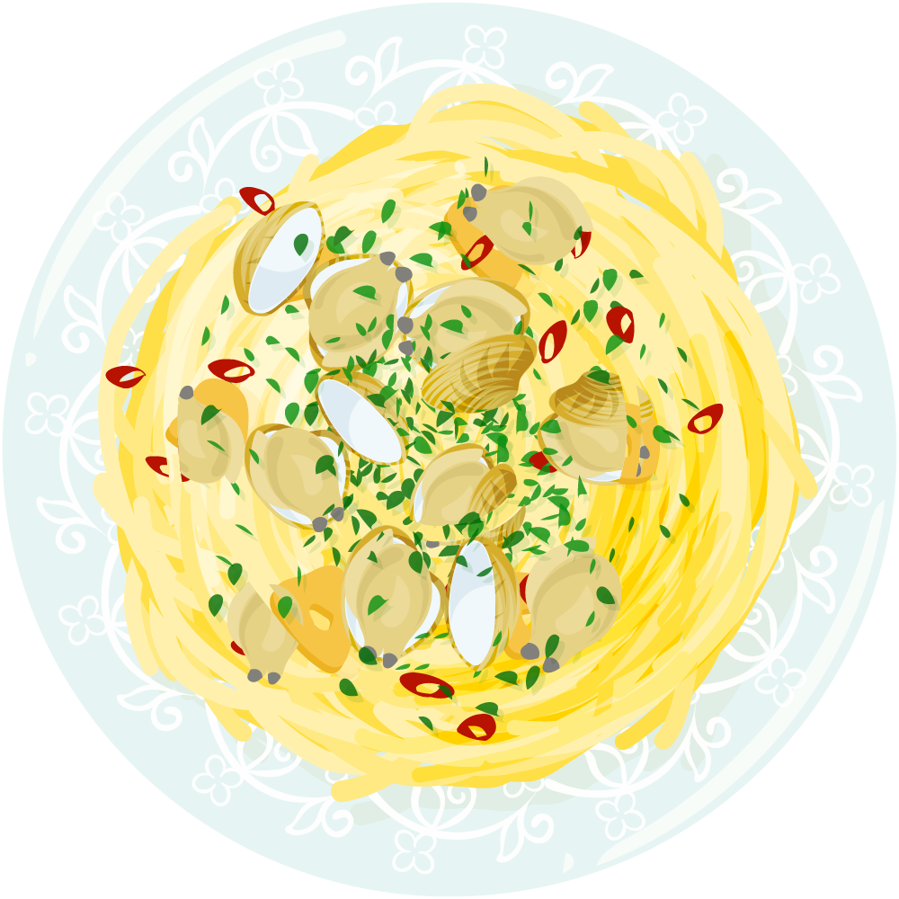 パスタのフリーイラスト素材　-ボンゴレ・ビアンコ-