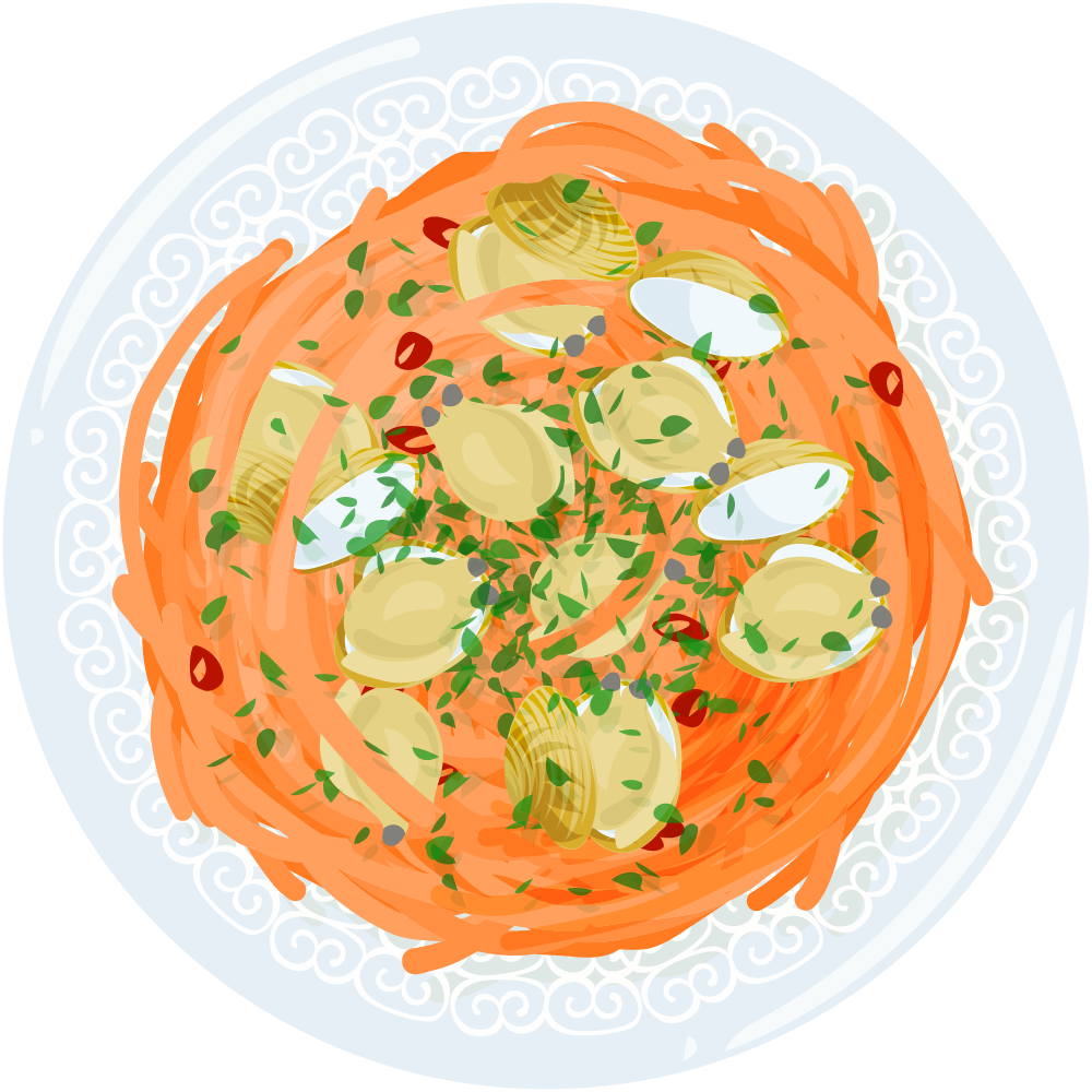 パスタのフリーイラスト素材　-ボンゴレ・ロッソ-