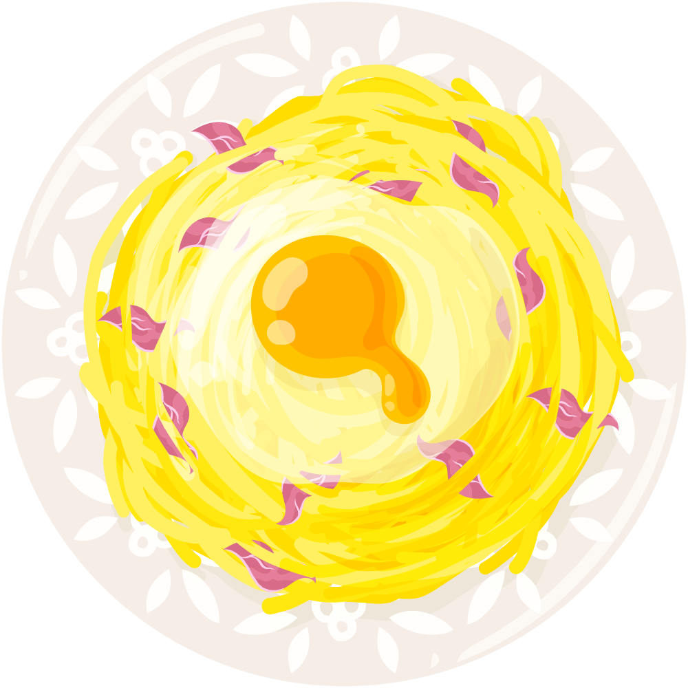 パスタのフリーイラスト素材　-カルボナーラ-