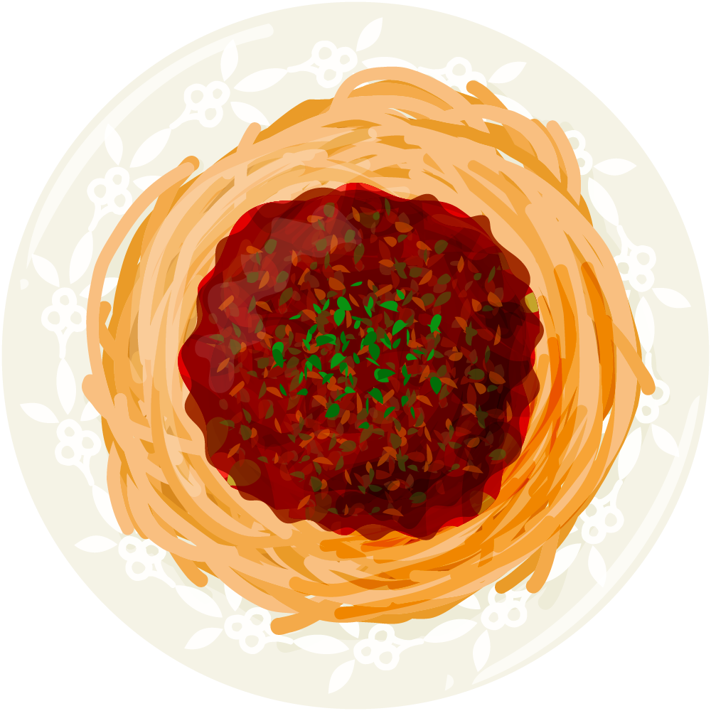 パスタのフリーイラスト素材　-ボロネーゼ-