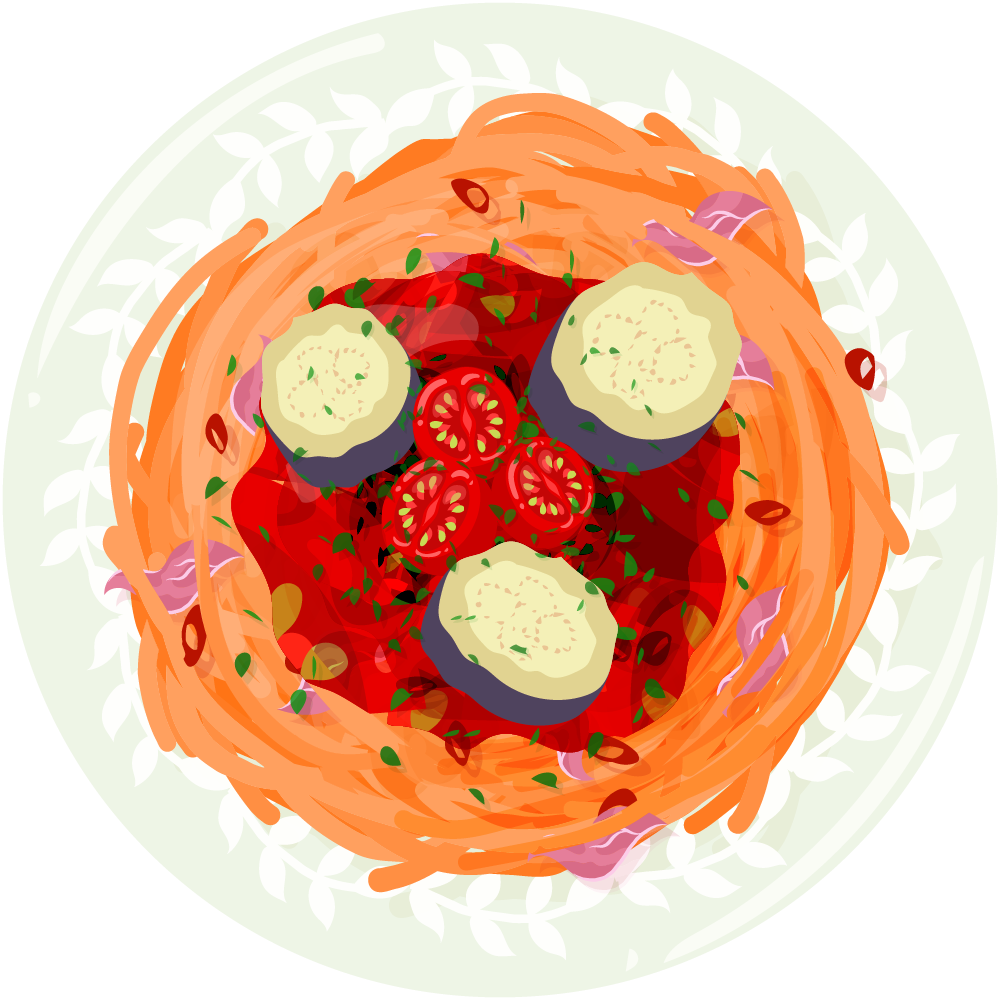 パスタのフリーイラスト素材　-アッラ・ノルマ-