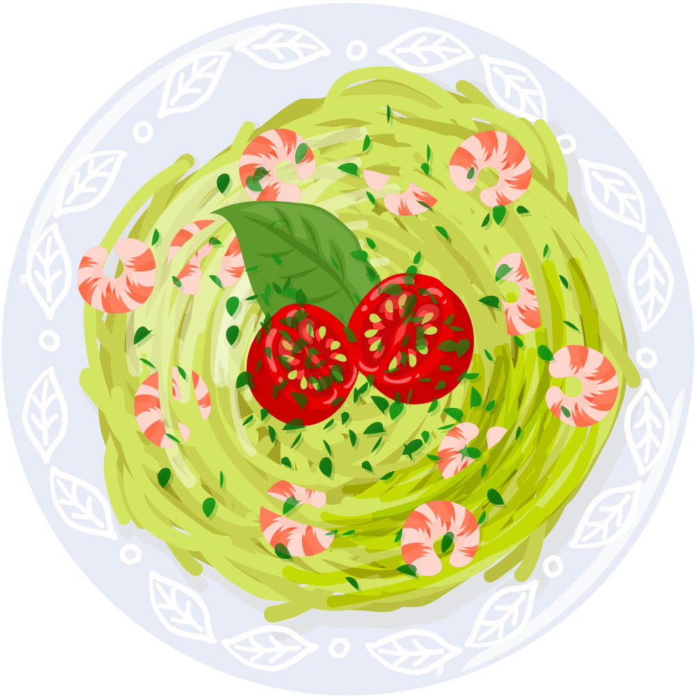 パスタのフリーイラスト素材　-ジェノベーゼ-