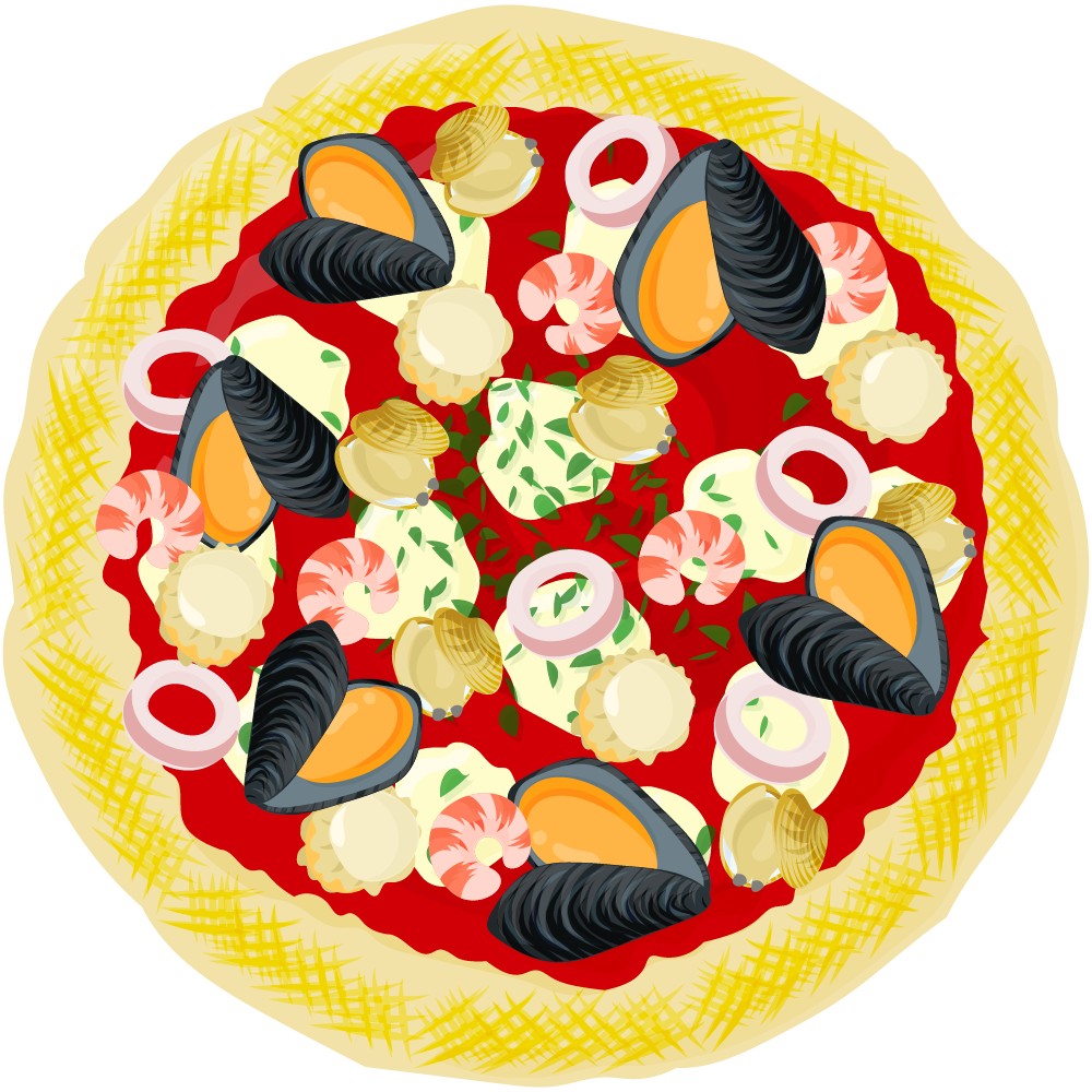 ピザのフリーイラスト素材　-ペスカトーレ-