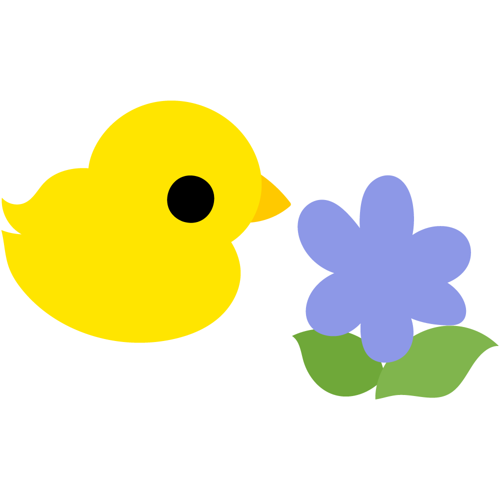 ひよこと花のフリーイラスト素材