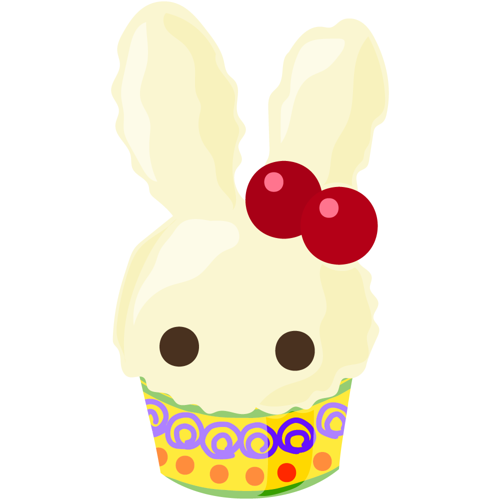 イースターのフリーイラスト素材　-うさぎのカップケーキ-