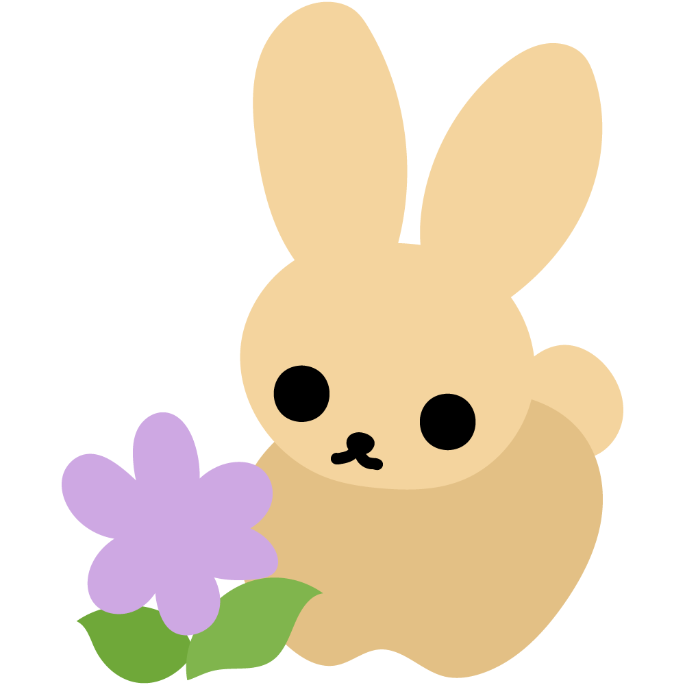 うさぎと花のフリーイラスト素材
