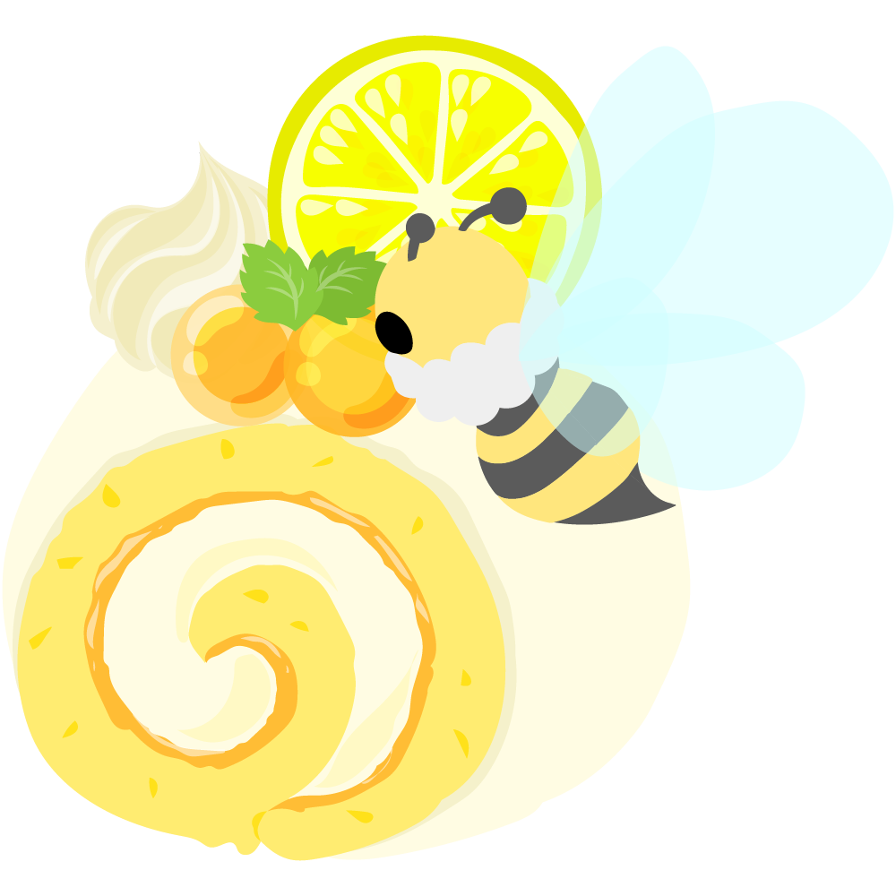 まんまる蜂蜜ゼリーとマシュマロ蜜蜂のスイーツ -ロールケーキ-