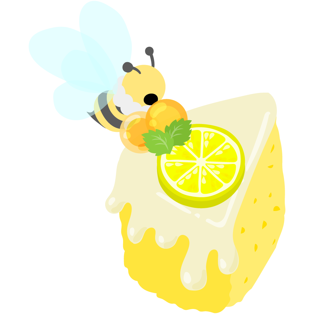 まんまる蜂蜜ゼリーとマシュマロ蜜蜂のスイーツ -シフォンケーキ-