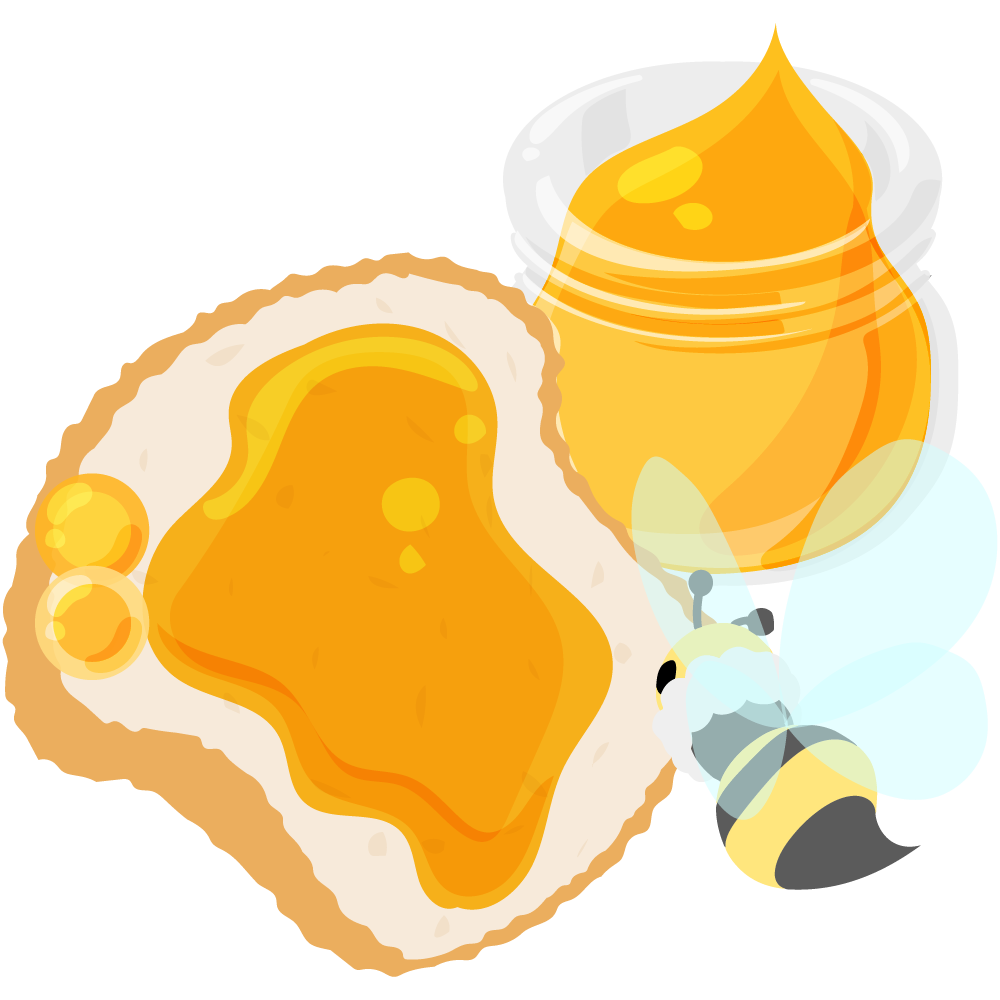 まんまる蜂蜜ゼリーとマシュマロ蜜蜂のスイーツ -蜂蜜トースト-