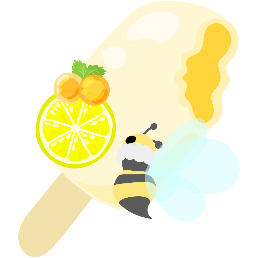 まんまる蜂蜜ゼリーとマシュマロ蜜蜂のスイーツ -棒アイス-