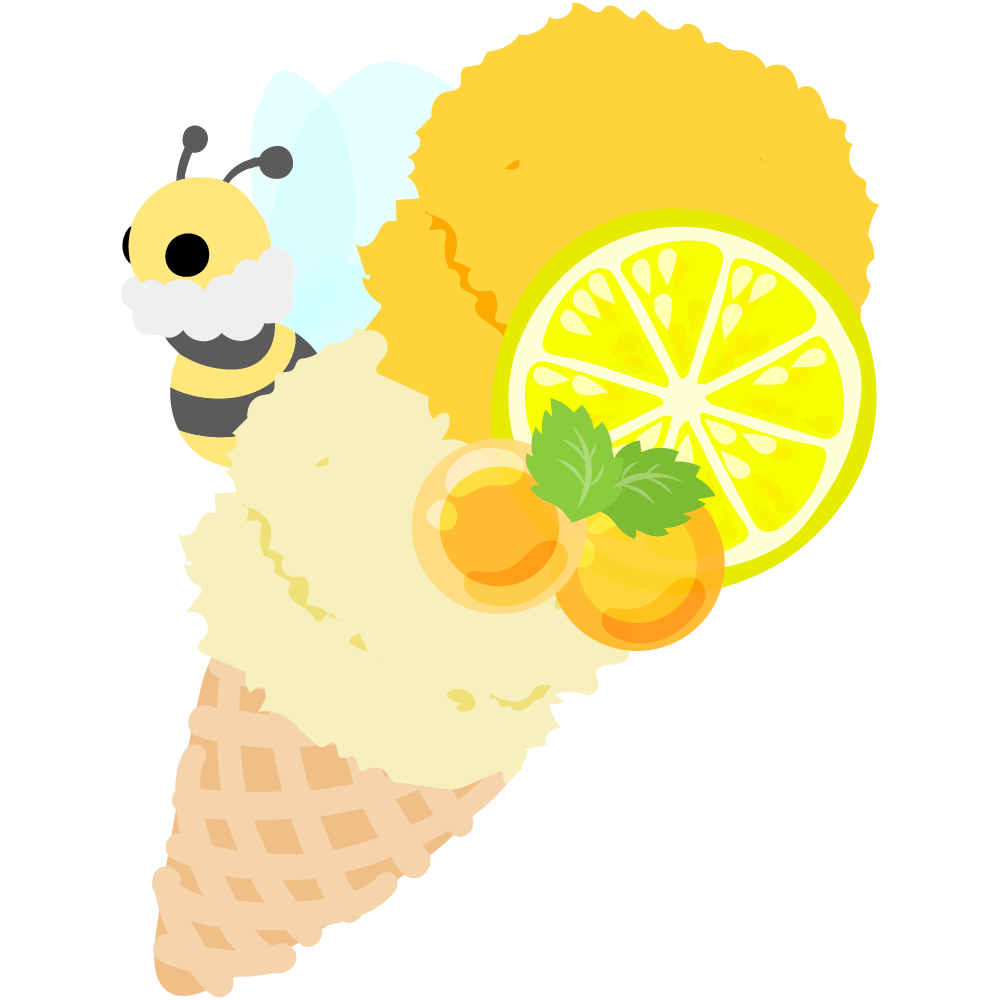 まんまる蜂蜜ゼリーとマシュマロ蜜蜂のスイーツ -アイスクリーム-