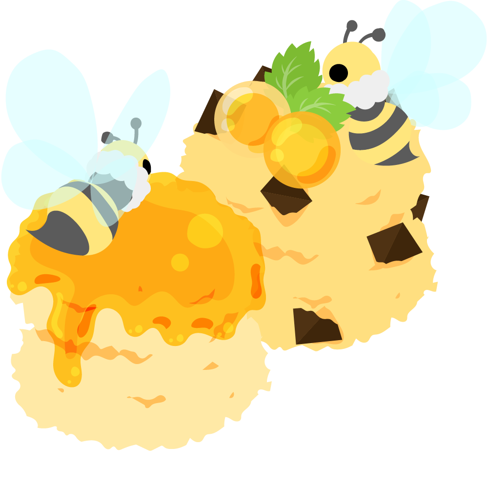 まんまる蜂蜜ゼリーとマシュマロ蜜蜂のスイーツ -スコーン-