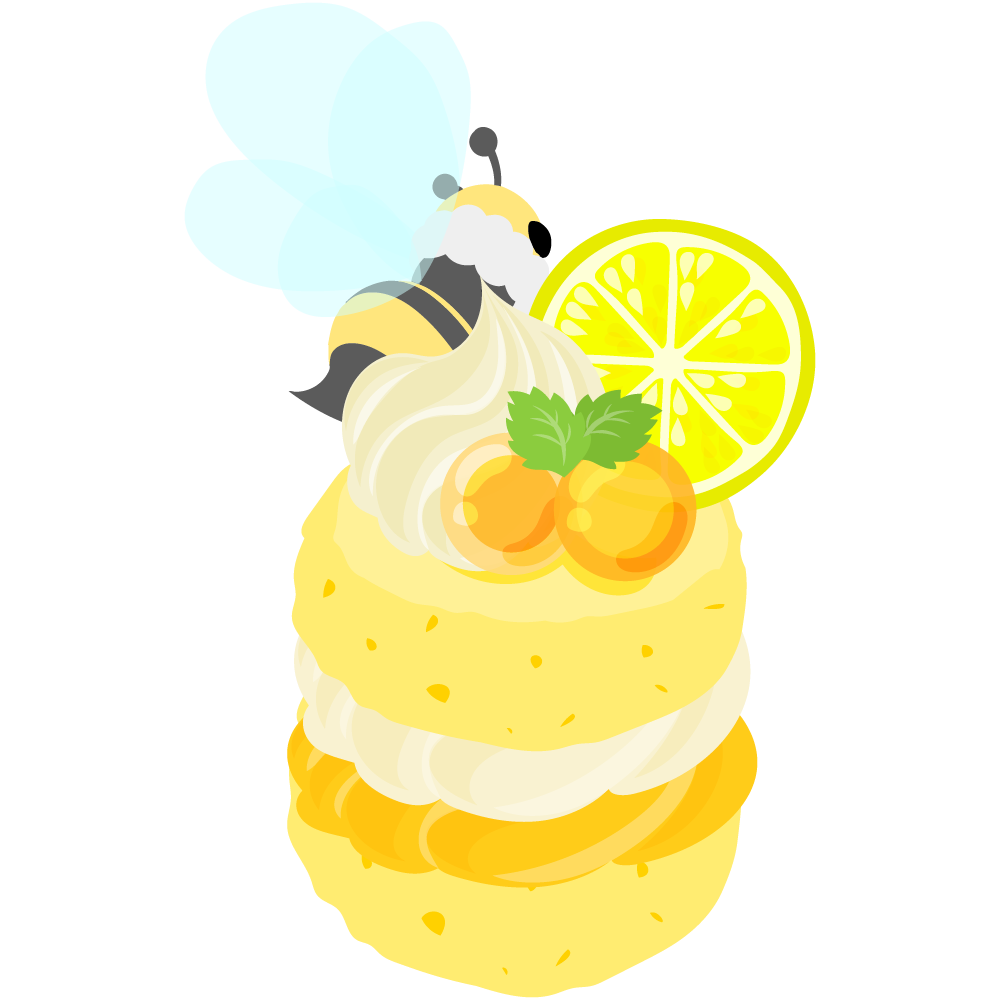 まんまる蜂蜜ゼリーとマシュマロ蜜蜂のスイーツ -ケーキ-