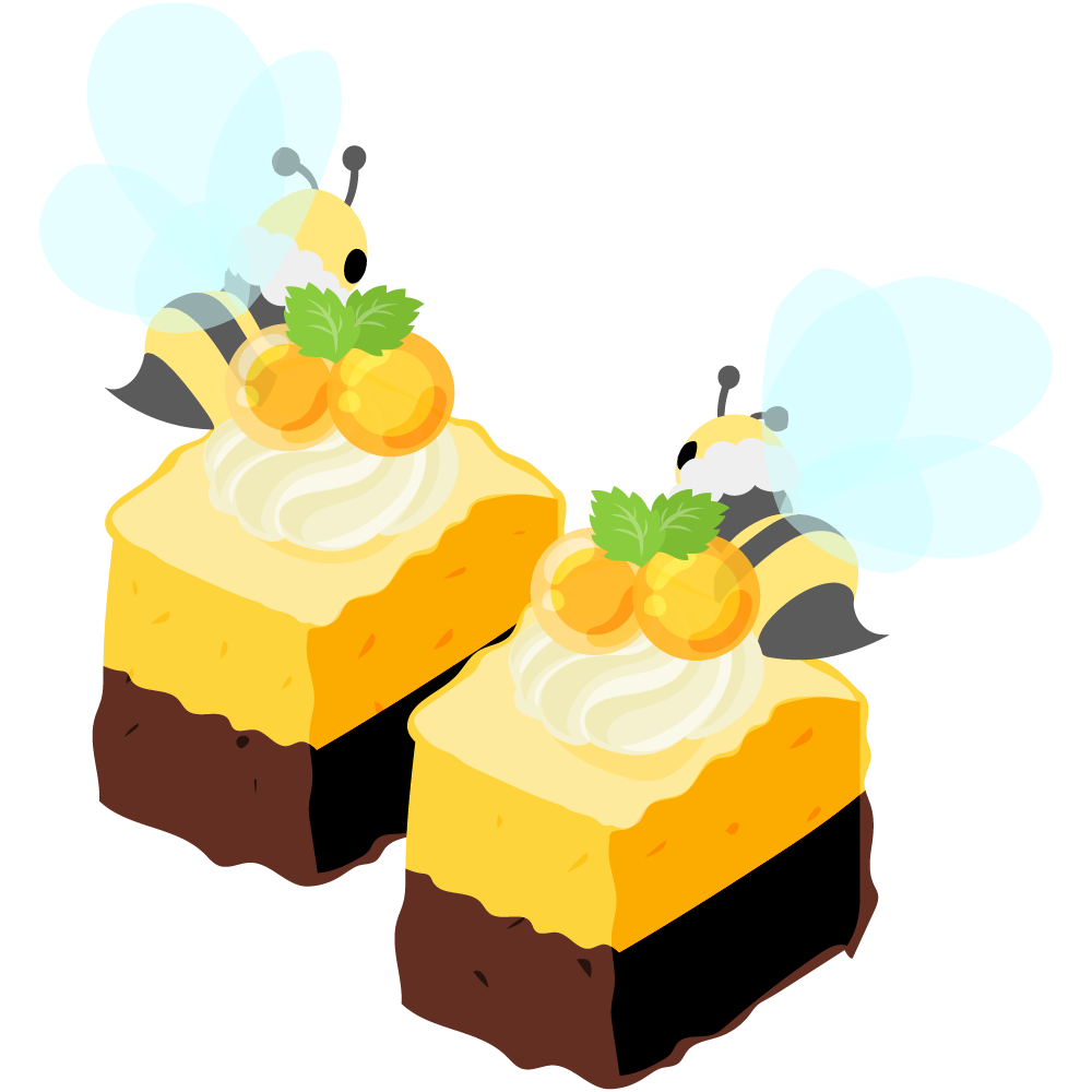 まんまる蜂蜜ゼリーとマシュマロ蜜蜂のスイーツ -ブラウニー-