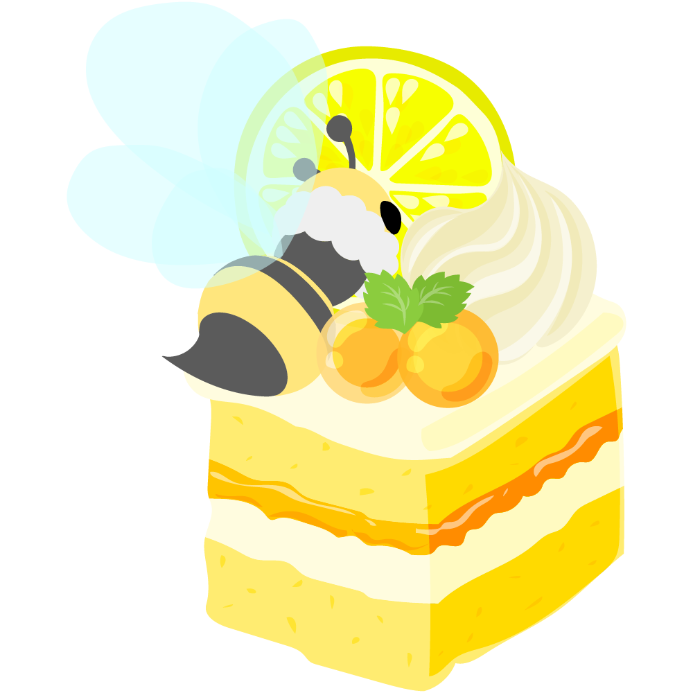 まんまる蜂蜜ゼリーとマシュマロ蜜蜂のスイーツ -スクエアケーキ-