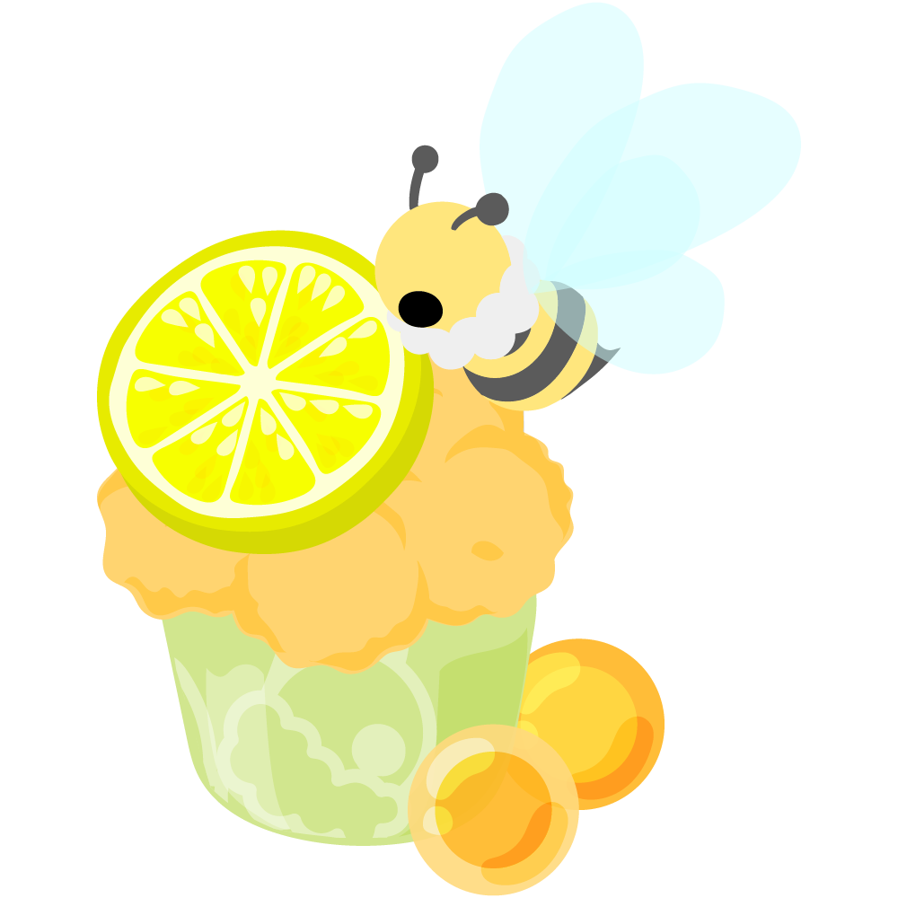 まんまる蜂蜜ゼリーとマシュマロ蜜蜂のスイーツ -マフィン-