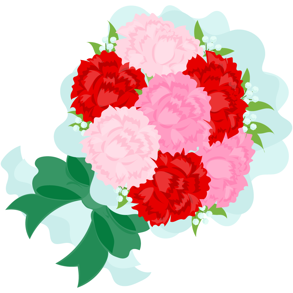 母の日のフリーイラスト素材 -カーネーションのブーケ-